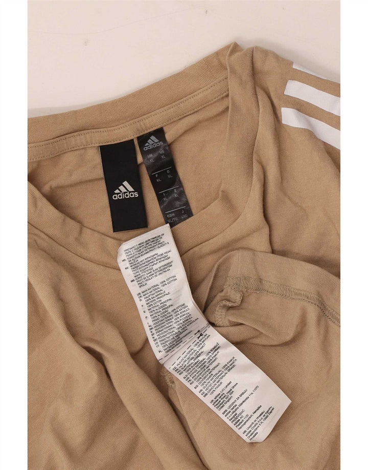 Adidas herre T-shirt top XL brun bomuld