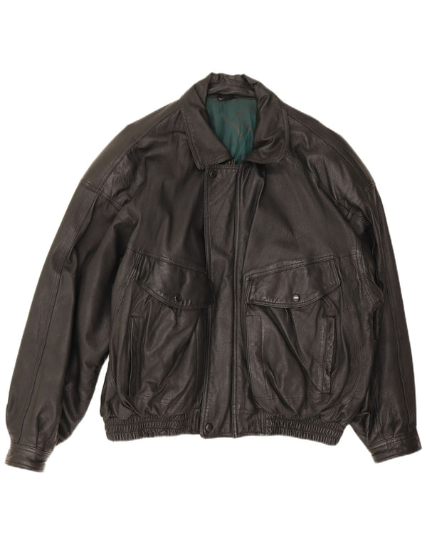 Vintage herre læderjakke UK 44 2XL sort læder