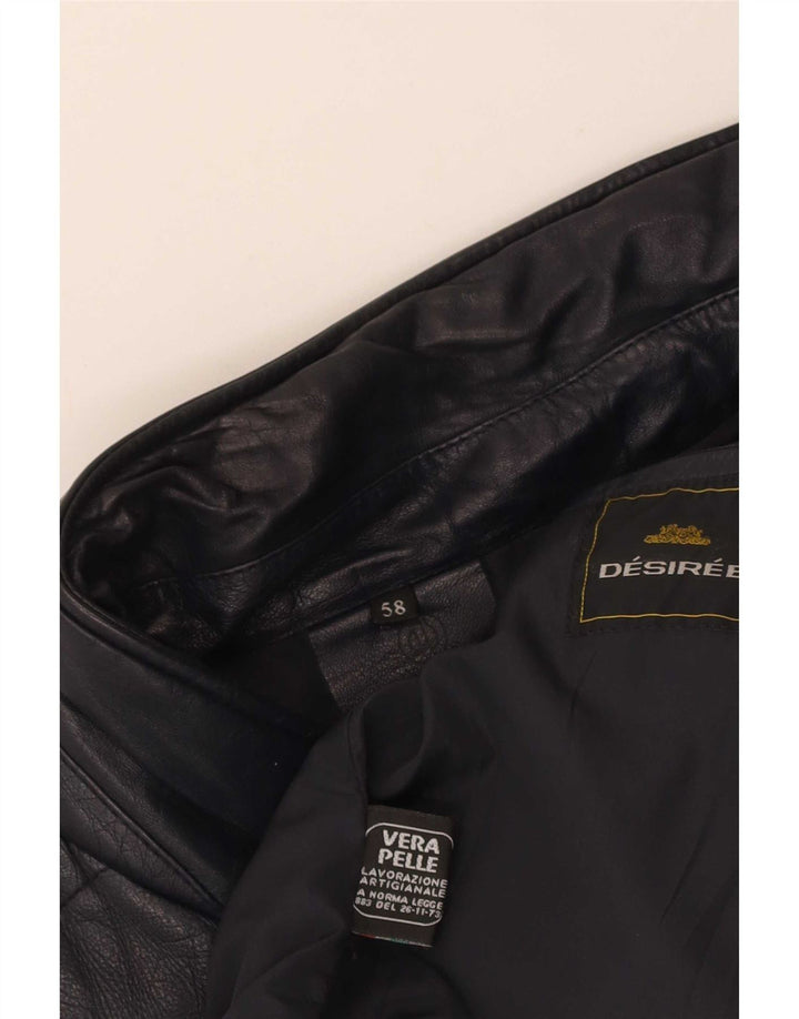 Desiree Womens Bomber Læderjakke UK 18 XL Navy Blue Læder