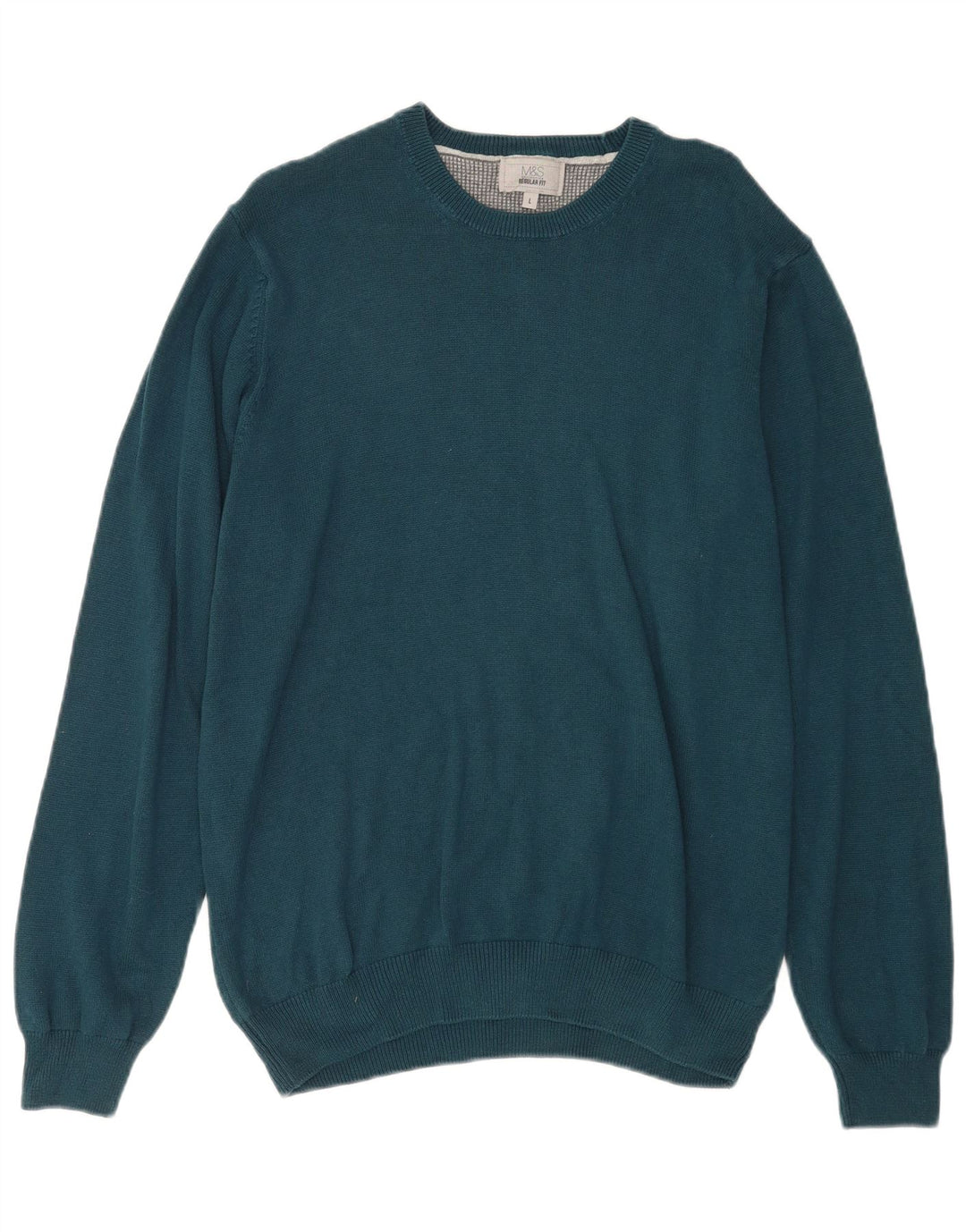 Marks & Spencer Herre Regular Fit Jumper Sweater med rund hals Stor blå bomuld