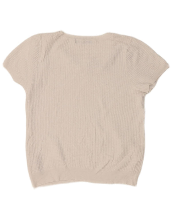 Marks & Spencer Dame Crop T-Shirt Top UK 10 Small White Bomuld
