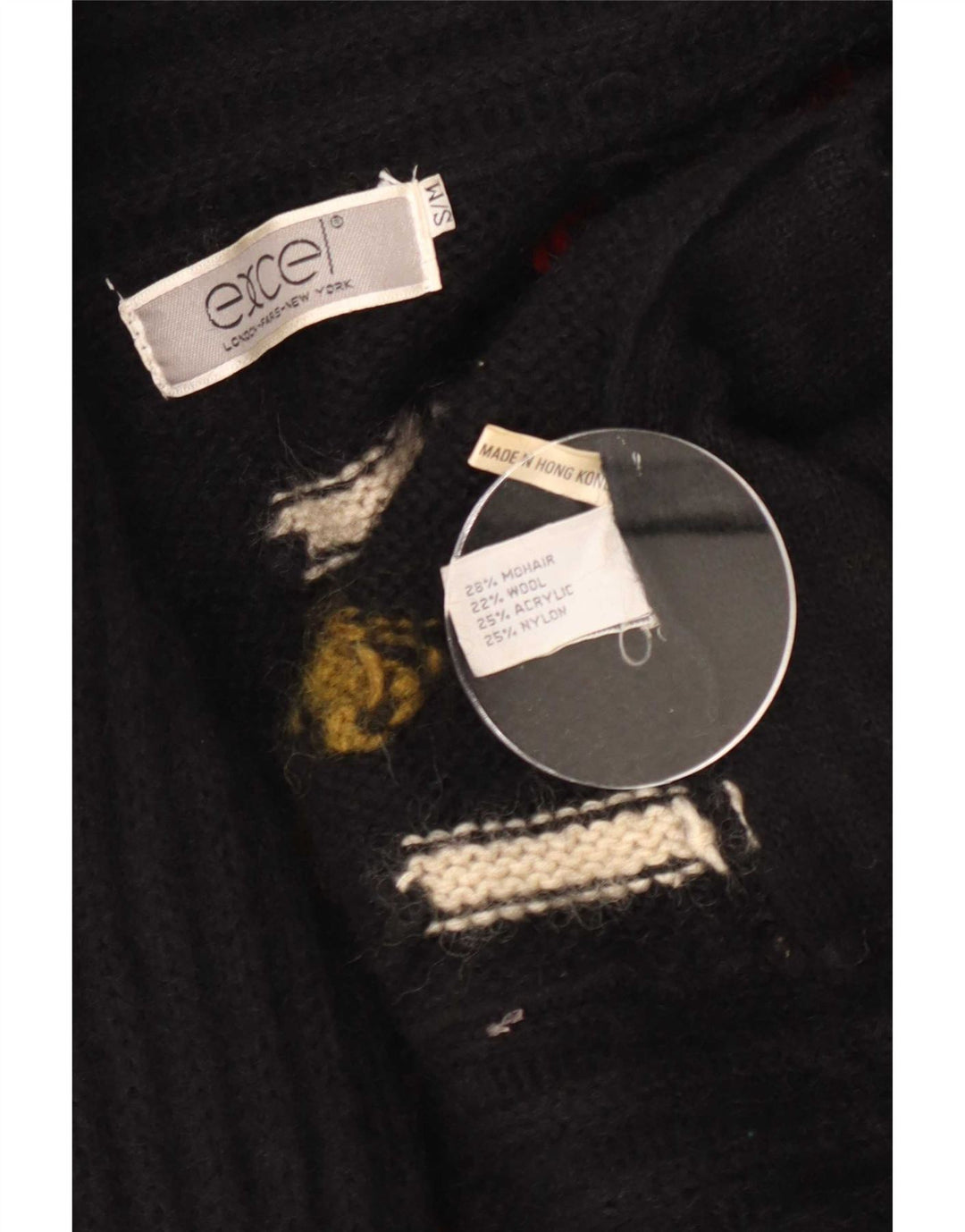 Excel Dame Longline abstrakt mønster cardigan sweater UK 10 Small Black