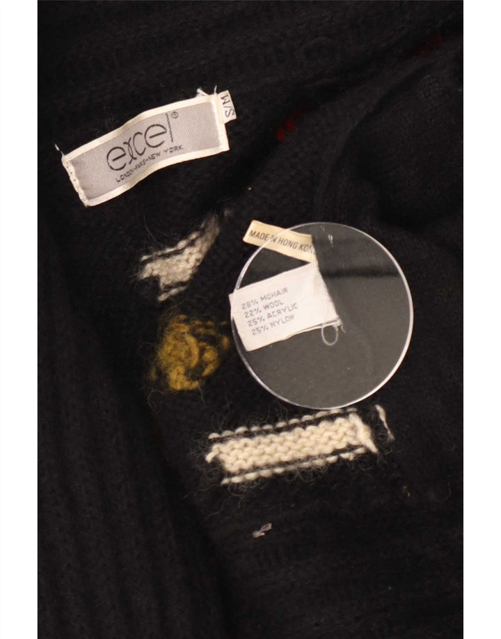 Excel Dame Longline abstrakt mønster cardigan sweater UK 10 Small Black