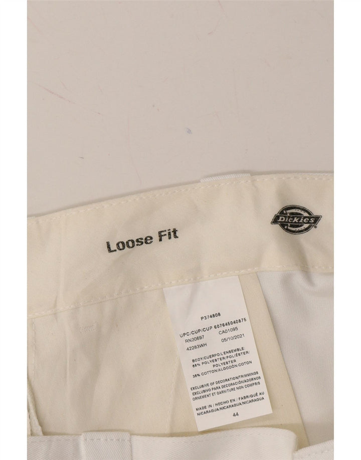 DICKIES Mens Loose Fit Cargo Shorts W44 2XL White Polyester Vintage Dickies and Second-Hand Dickies from Messina Hembry 