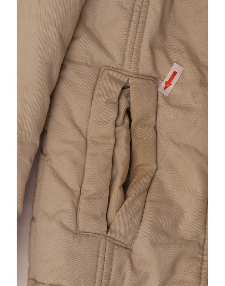 Zara Dame Polstret Jakke UK 12 Medium Beige Bomuld Classic