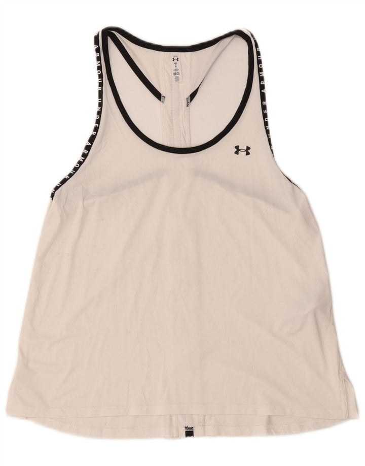 Under Armour Womens Heat Gear Grafisk Vest Top UK 12 Medium White Polyester