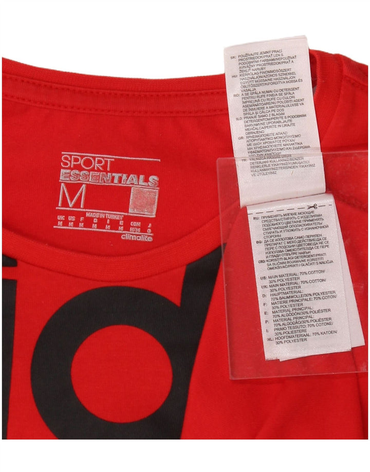 ADIDAS Mens Climalite Graphic T-Shirt Top Medium Red Cotton