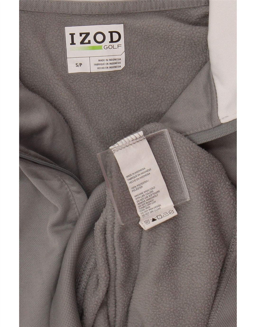 Izod Herre Zip Neck Sweatshirt Jumper lille grå polyester
