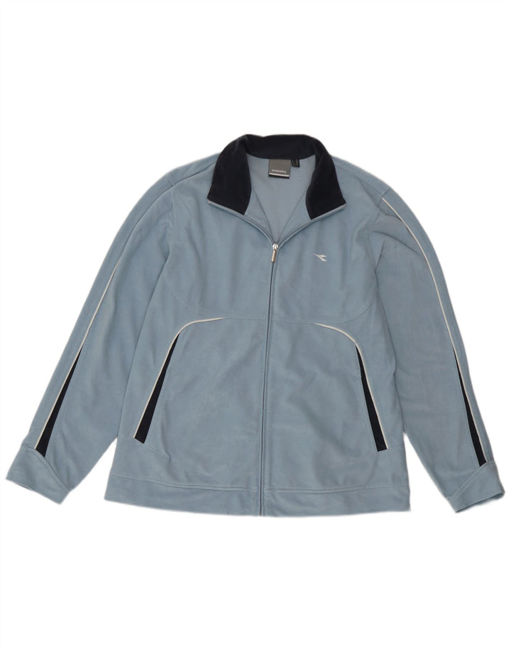 Diadora træningsdragt topjakke til kvinder UK 14 Large Blue Colourblock Polyester