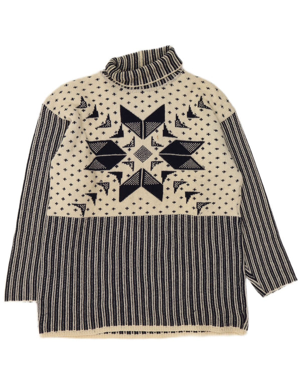Ermenegildo Zegna Herre Roll Neck Jumper Sweater Large Navy Blue Fair Isle