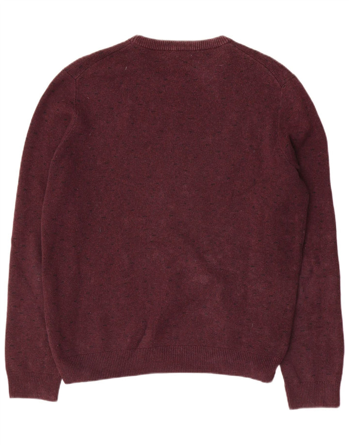 Farah Herre Crew Neck Jumper Sweater Medium Maroon Bomuld
