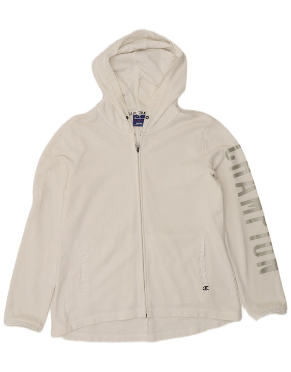 Champion Dame Grafisk Hættetrøje Sweater UK 16 Stor Hvid