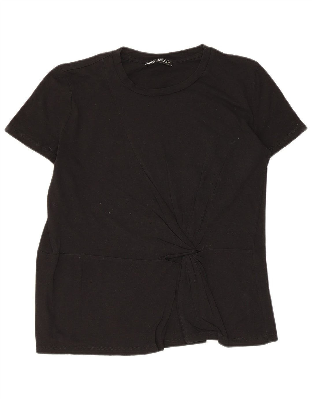 Zara Dame Bluse Top UK 10 Small Black Bomuld