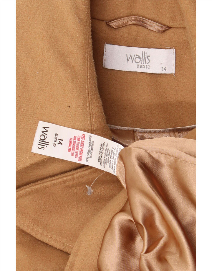 Wallis Dame Dobbeltradet Frakke UK 14 Stor Beige Polyester