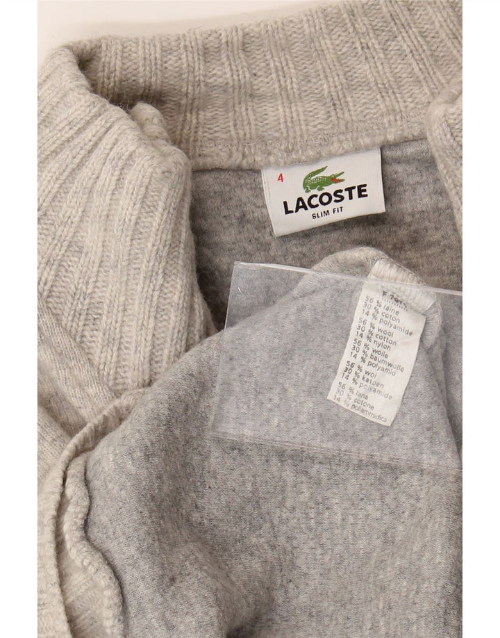 Lacoste Herre Slim Fit Zip Neck Jumper Sweater Størrelse 4 Medium Grå Flecked