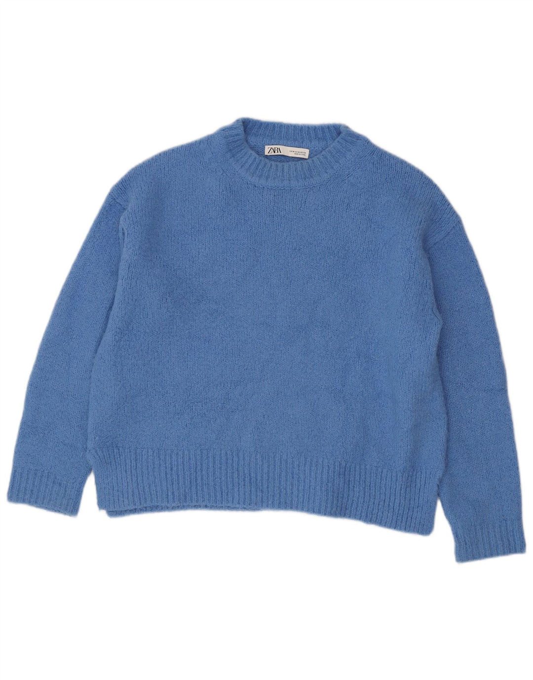 Zara Womens Oversized Crew Neck Jumper Sweater UK 14 Medium Blue Acryl
