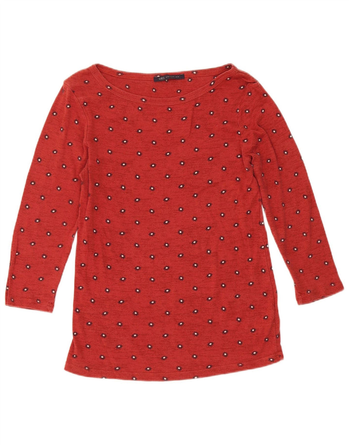 Marks & Spencer Dame Top 3/4 ærmer UK 12 Medium Rød Blomster Bomuld
