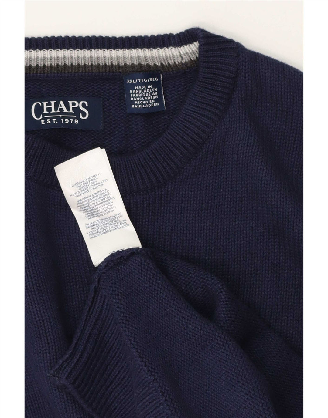 Chaps Herre Regular Fit Crew Neck Jumper Sweater 2XL Navy Blue Classic