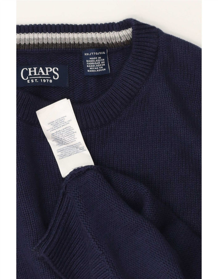 Chaps Herre Regular Fit Crew Neck Jumper Sweater 2XL Navy Blue Classic