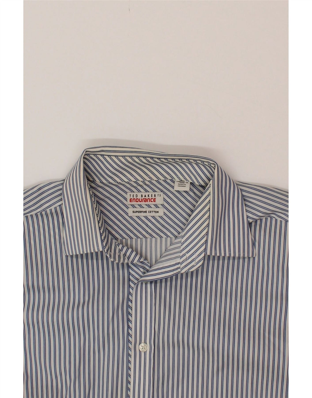 TED BAKER Mens Formal Shirt Size 17 1/2 XL Blue Striped Cotton Vintage Ted Baker and Second-Hand Ted Baker from Messina Hembry 