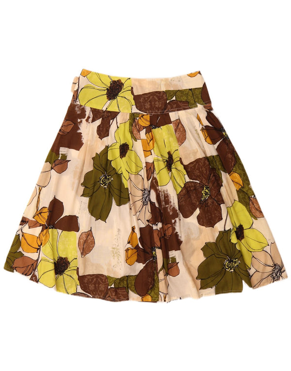 Vintage slå-om nederdel til kvinder IT 48 XL W32 flerfarvet blomstret bomuld Bohemian
