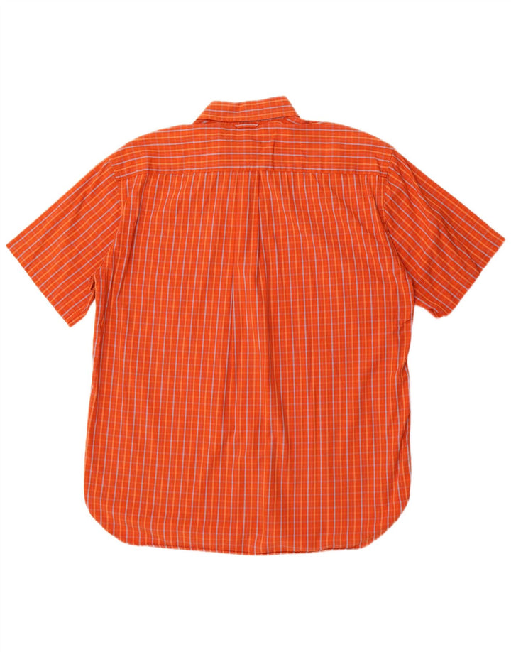 Tommy Hilfiger Kortærmet Herreskjorte Stor Orange Ternet Bomuld