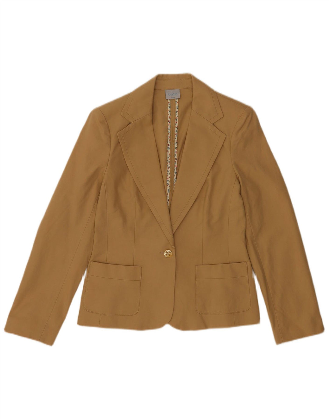 Oasis Dame 1 Knap Blazer Jacket UK 10 Small Beige Bomuld