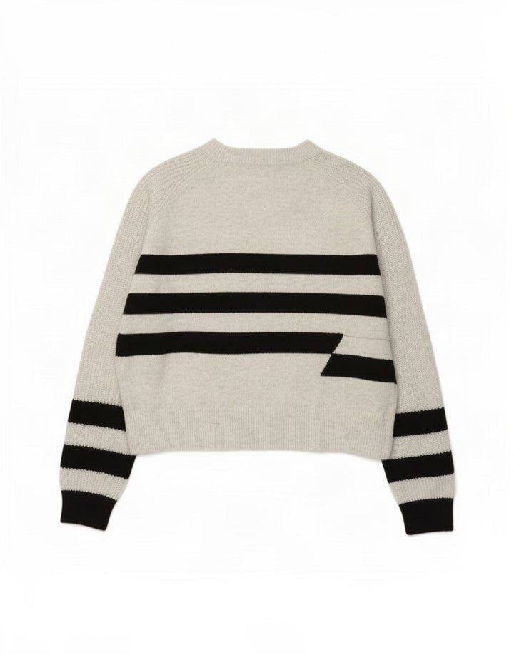 Marks & Spencer Dame sweater med rund hals DK 14 Mellem grå stribet