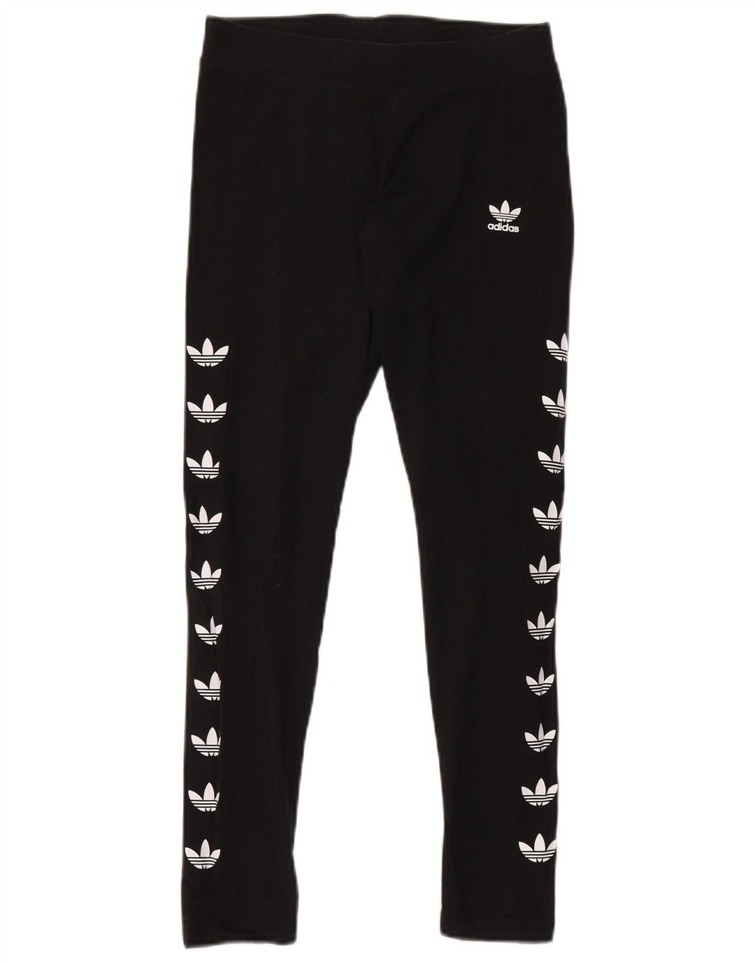 Adidas Dame Grafiske Leggings UK 12 Medium Sort Bomuld