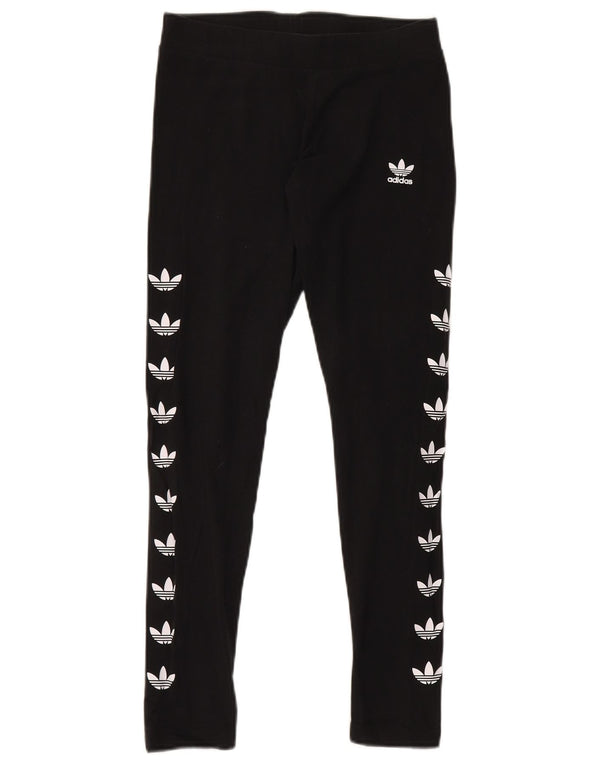 Adidas Dame Grafiske Leggings UK 12 Medium Sort Bomuld