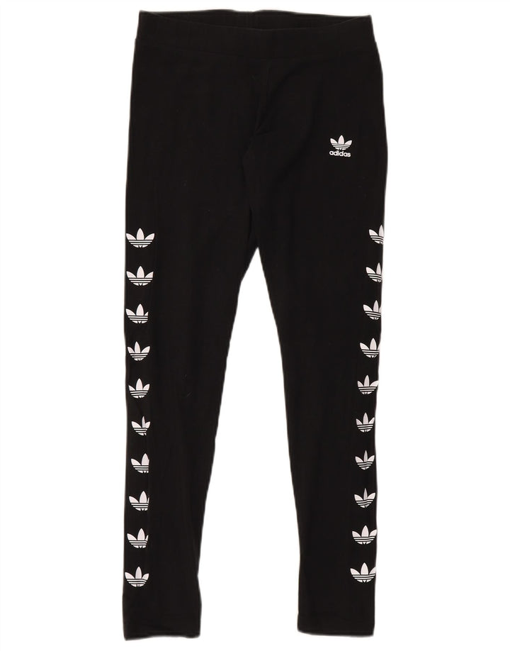 Adidas Dame Grafiske Leggings UK 12 Medium Sort Bomuld