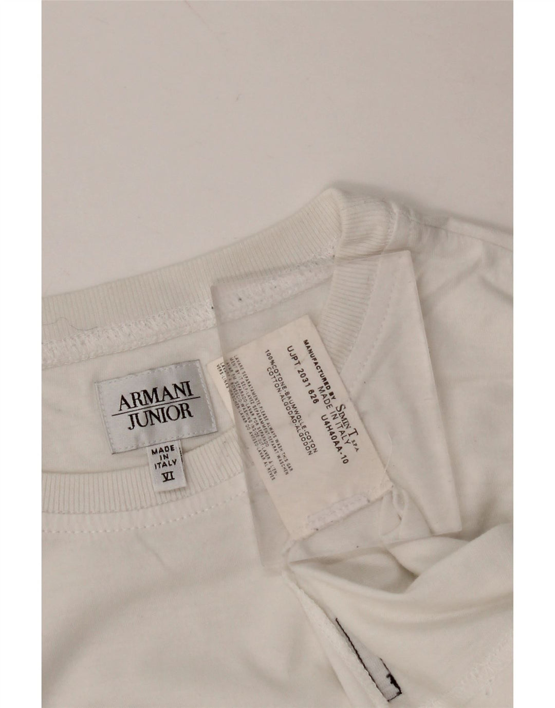 ARMANI JUNIOR drenge grafisk t-shirt top 11-12 år hvid bomuld