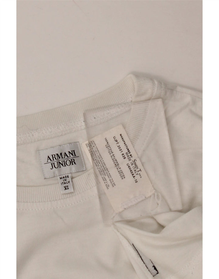 ARMANI JUNIOR drenge grafisk t-shirt top 11-12 år hvid bomuld