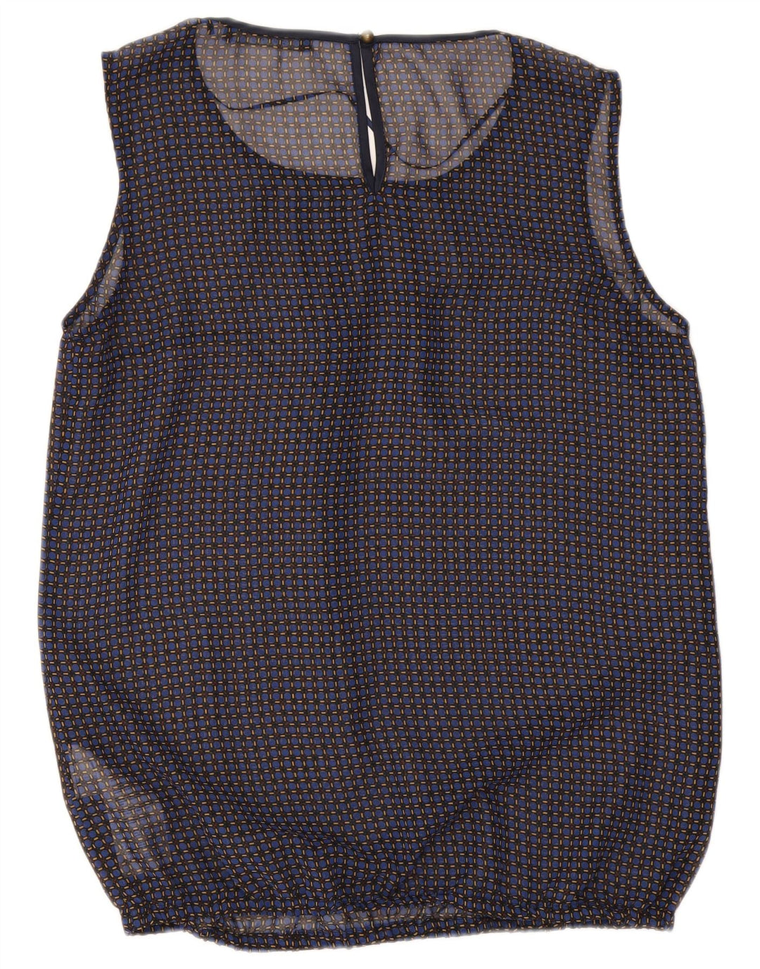 Esprit Dame ærmeløs bluse Top UK 12 Medium Navy Blue Ternet polyester