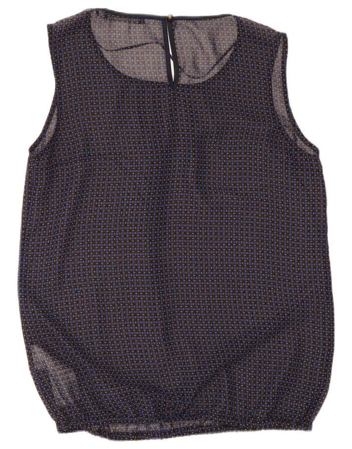 Esprit Dame ærmeløs bluse Top UK 12 Medium Navy Blue Ternet polyester