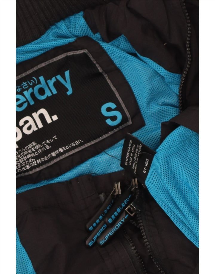 Superdry Regnjakke med hætte til mænd UK 36 Lille sort nylon