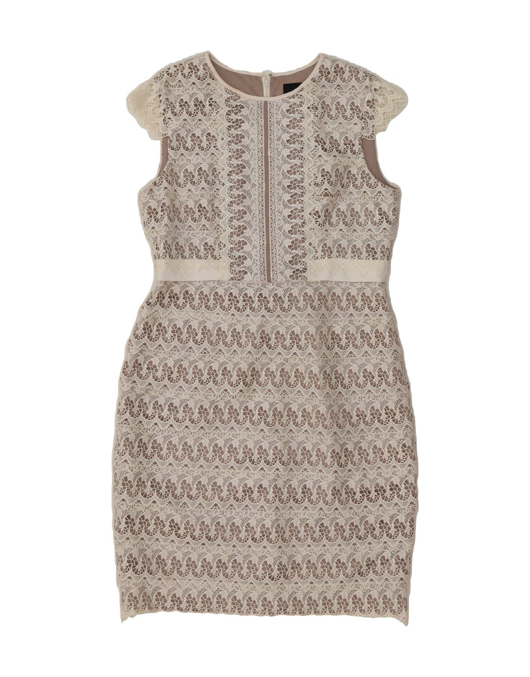 PHASE EIGHT Womens Sheath Dress UK 14 Medium Beige Floral Polyester Vintage Phase Eight and Second-Hand Phase Eight from Messina Hembry 