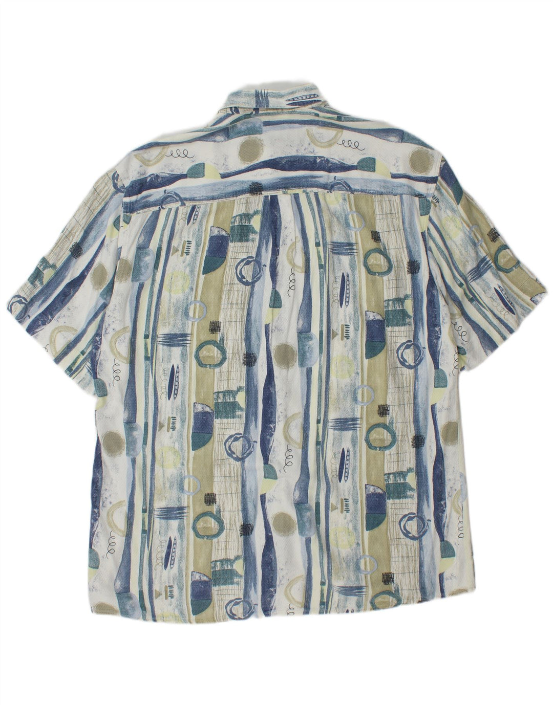 VINTAGE Longline skjorte med abstrakt mønster til mænd, størrelse 41 Large Blue