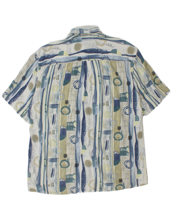 VINTAGE Longline skjorte med abstrakt mønster til mænd, størrelse 41 Large Blue