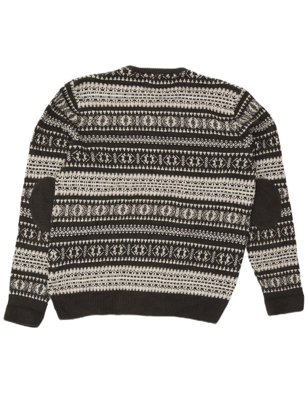 Angelo Litrico Herre Crew Neck Jumper Sweater Large Grey Fair Isle Akryl