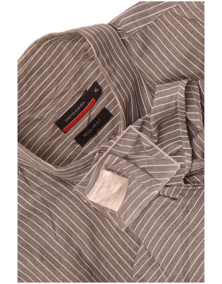 Pierre Cardin Herre Regular Fit kortærmet skjorte XL Gråstribet polyester