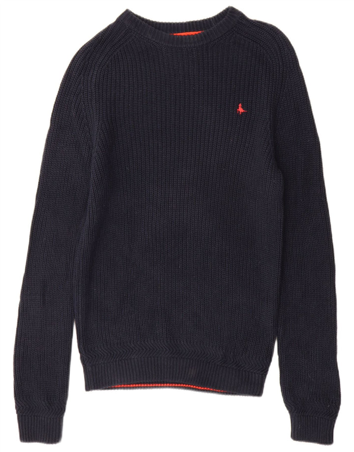 Jack Wills Mens Boat Neck Jumper Sweater Small Navy Blue Cotton