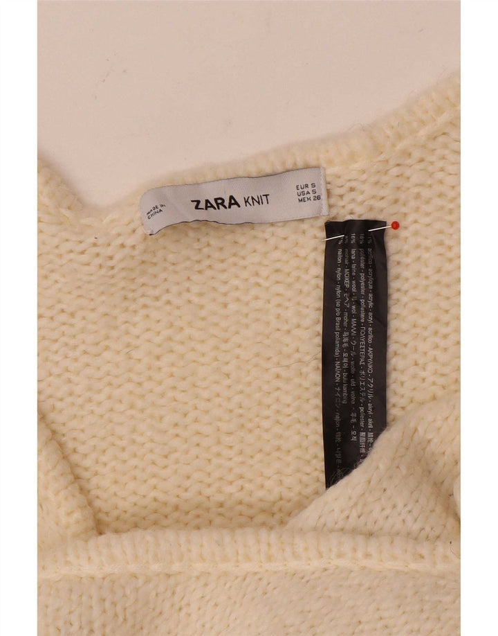 Zara Womens Wrap Oversized Cardigan Sweater UK 10 Small Off White Acryl