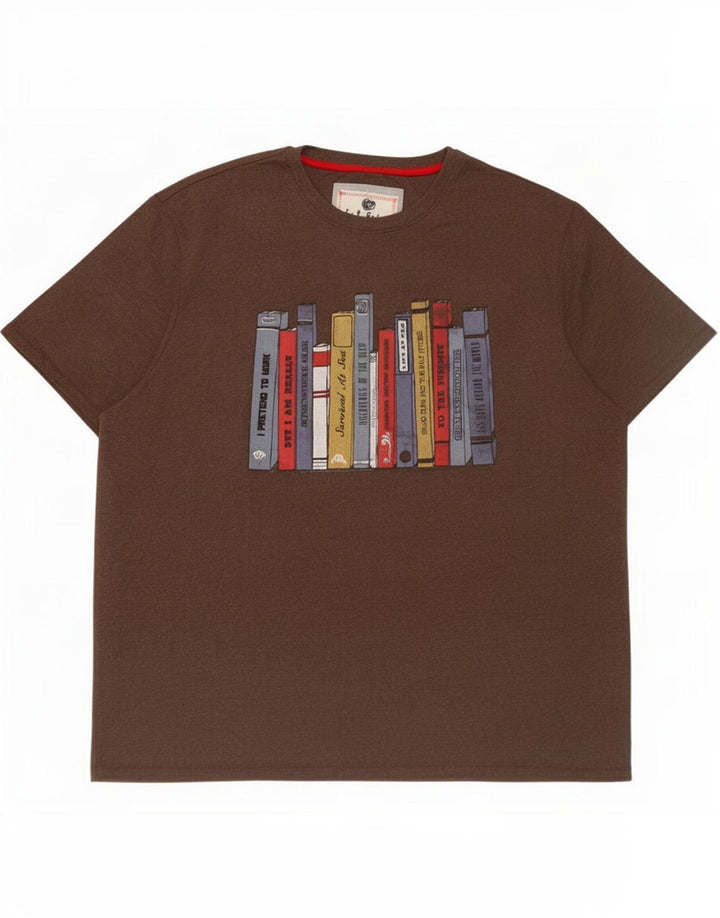 Fat Face Herre Grafisk T-Shirt Top 2XL Brun Bomuld