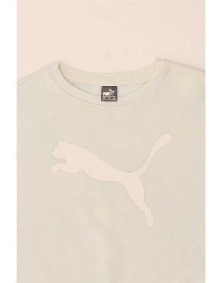PUMA Womens Graphic Sweatshirt Jumper UK 14 Medium Blue Cotton Vintage Puma and Second-Hand Puma from Messina Hembry 
