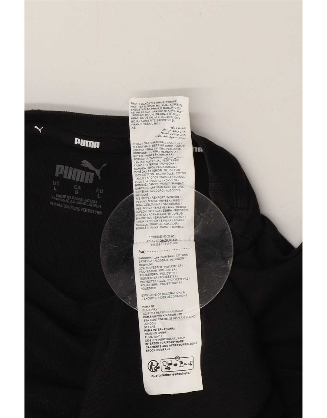 Puma Herre Regular T-Shirt Top Large Black Cotton
