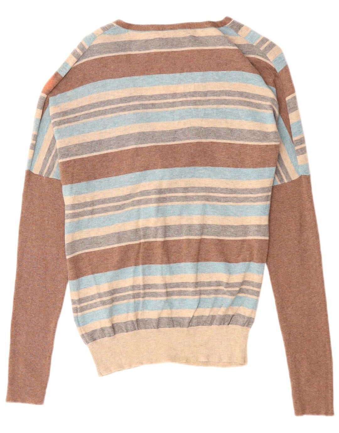 MONSOON Dame V-hals sweater UK 12 Medium Flerfarvet Stribet