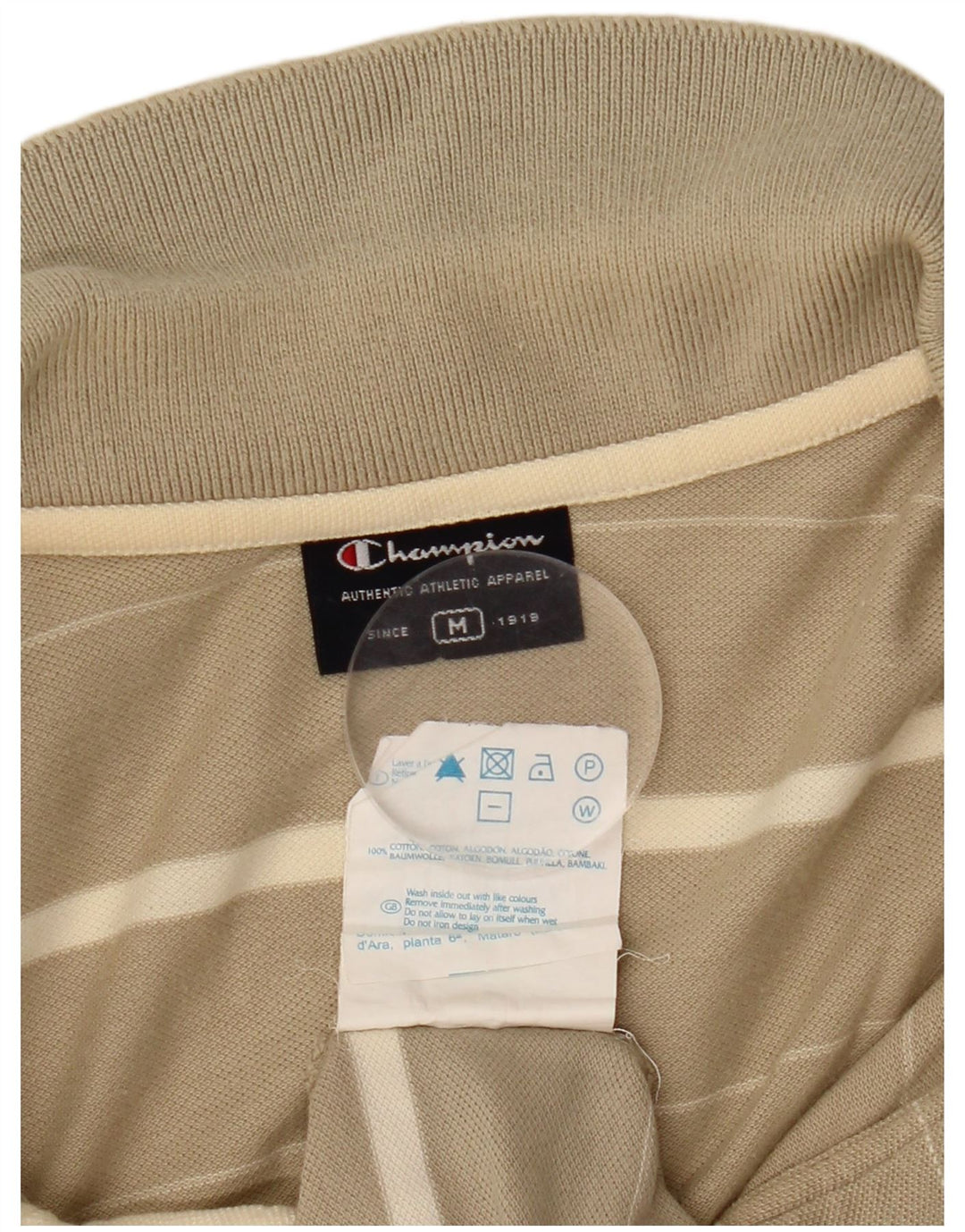 Champion herre poloshirt Medium beige stribet bomuld