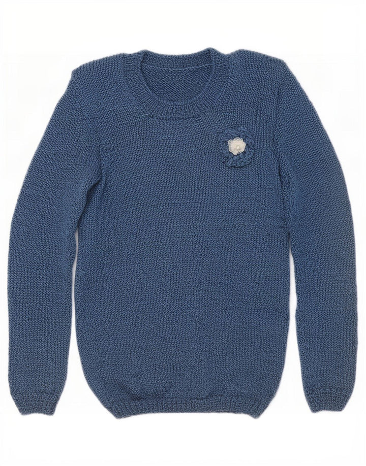 Vintage dame sweater med rund hals DK 10 lille blå