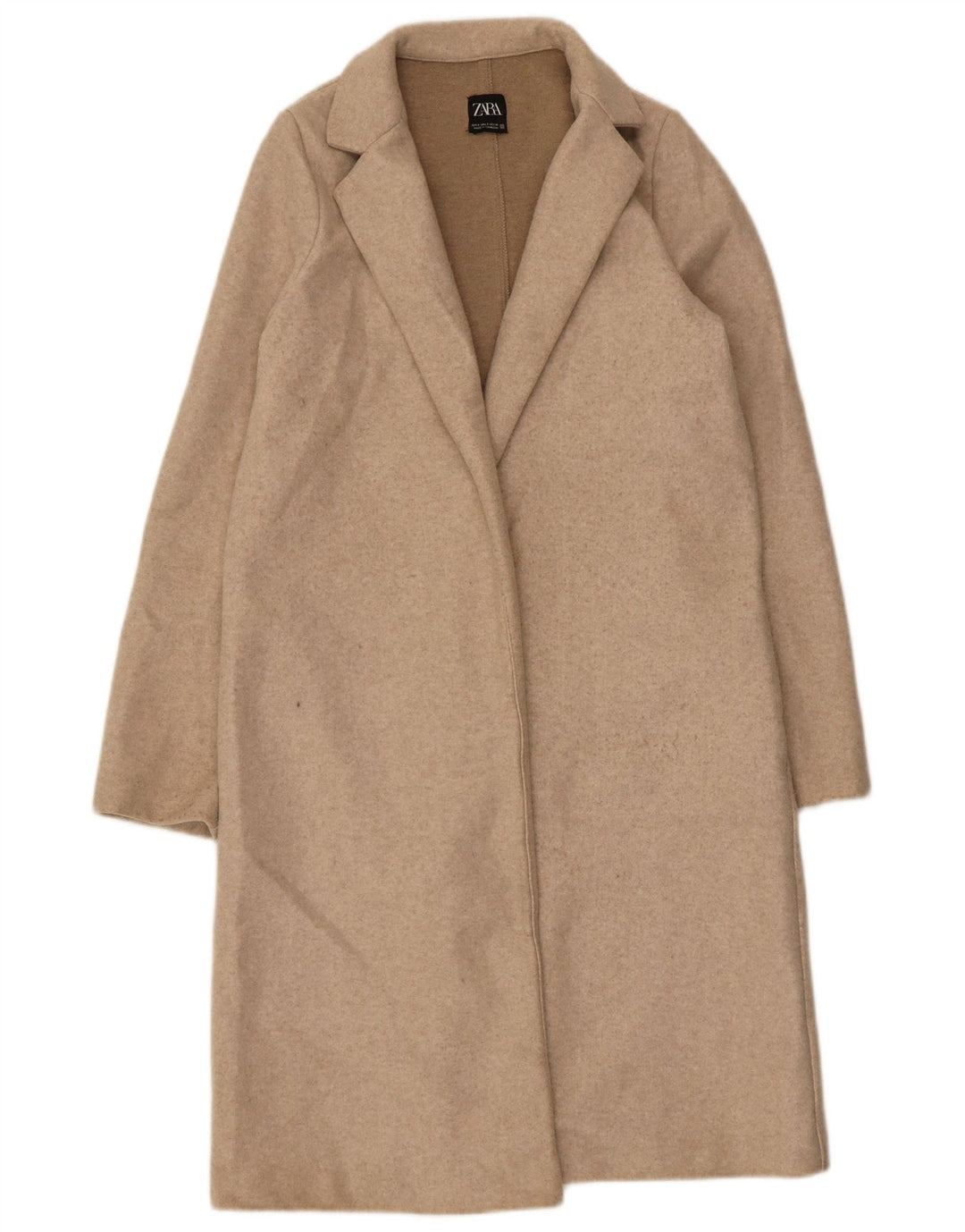 Zara Womens Open Overcoat UK 10 Small Beige Polyester